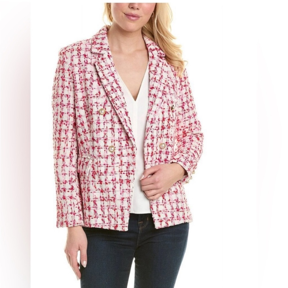 Nanette Lepore Pink and White Tweed Blazer new without tags and never worn